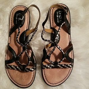 Black and Gold b.o.c. Strappy Sandals